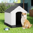 thumbnail image 1 of Plastic Dog House 32 inch Large Dog Houses for Small to Large Dogs, All Weather Indoor Outdoor Doghouse with Base Support for Winter Tough Durable House, Grey, 1 of 8