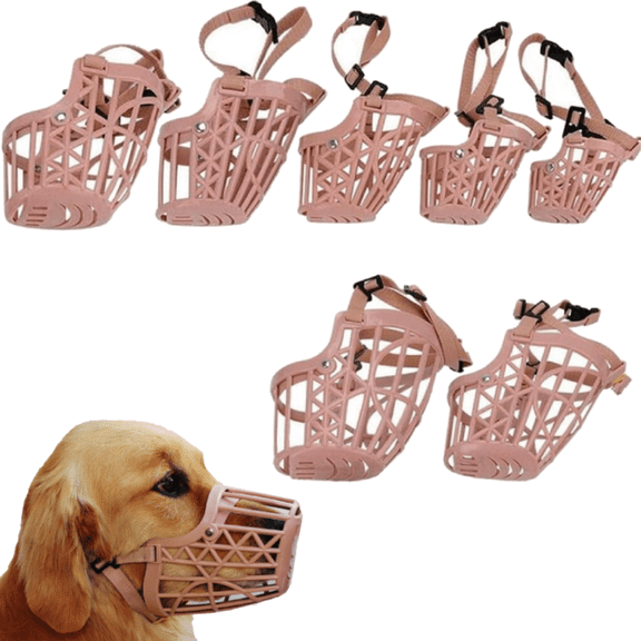 Plastic Dog Muzzle, Anti Bite Adjustable Softness Pet Basket, Dogs Training Mouth Cover Mesh Cage, Breathable Comfortable, for Small, Medium and Large Dogs Care