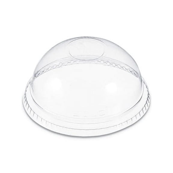 Plastic Dome Lid No-Hole, Fits 9-22 oz. Cups, Clear, 100/Sleeve, 10 Sleeves/Carton