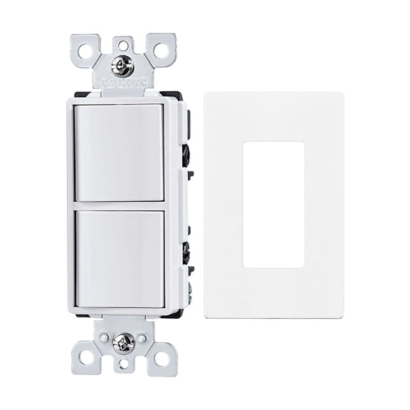 Plastic Double Rocker Switches With Matching Wall Cover Plate Touch Light Switches