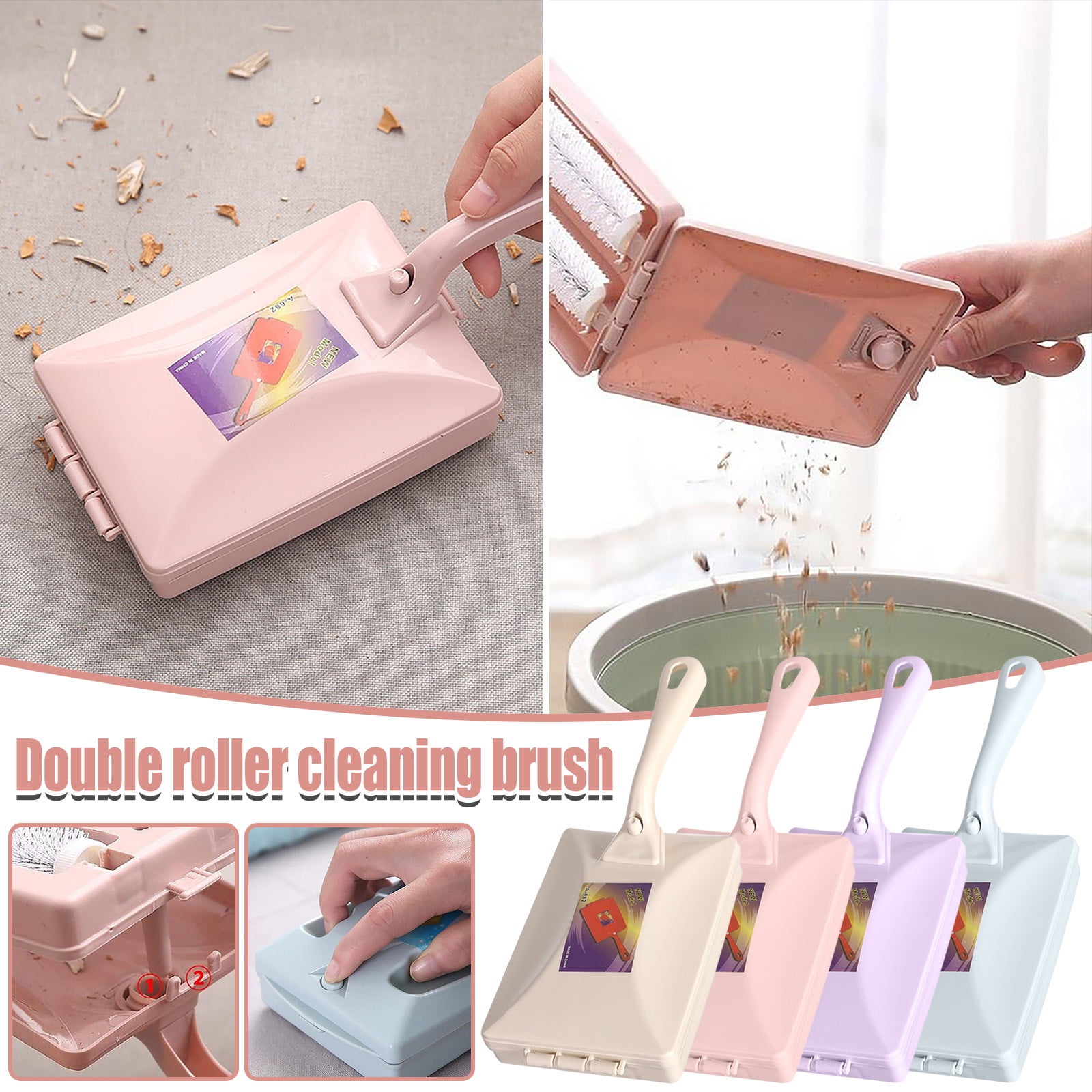 Plastic Double Roller Carpet Cleaner, Heavy Duty Debris Remover, Non ...