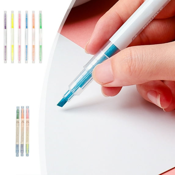Plastic Double Tip Highlighters Set | 6 Neon Color Markers | Dual-Sided Fine & Broad Tips | Fast-Drying, Long-Lasting Ink | Fluorescent Pens for Notes, Office, Planning | 3 Packs, 6pcs Each