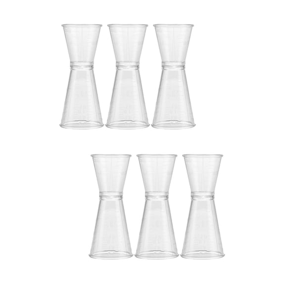 6 Pcs Plastic Double-Ended Measuring Cups for Cocktail Bar, Wine Glasses, Baking, Liquid Ounces and Oz Measurements