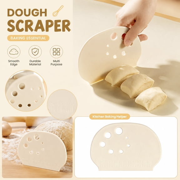 Plastic Dough Scraper with Measurement Scale, 5.9 x 3.9 Inch, Baking Cutter and Bench Scraper for Home Kitchen(White)