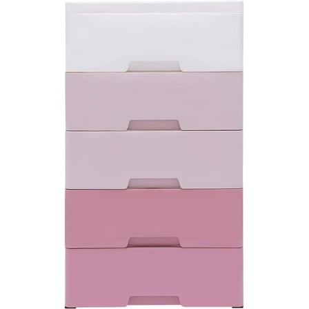 Plastic Drawer 5-layer Closet Storage Baby Clothes Organizer Plastic Dresser with Drawers Pink Dresser Clothes Drawer Small Kids Dressers for Bedroom Clothes Playroom Furniture Toys