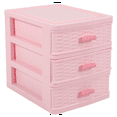 thumbnail image 1 of Plastic Drawer Designed 3 Compartment Jewelry Storage Box Pink, 1 of 8