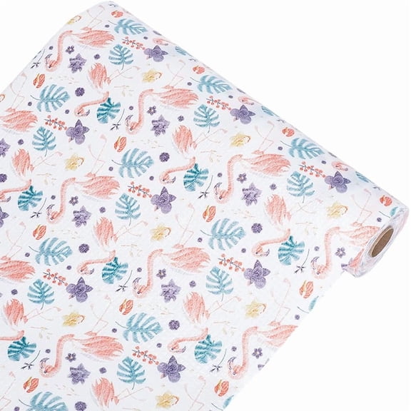 Plastic Drawer Liners Shelf Cabinet Closet Cupboard Mat Roll Non-Adhesive Waterproof Non-Slip Shelf Liner Refrigerator Kitchen Protector Lining for Pantry Dresser Home Flamingo 30x300cm