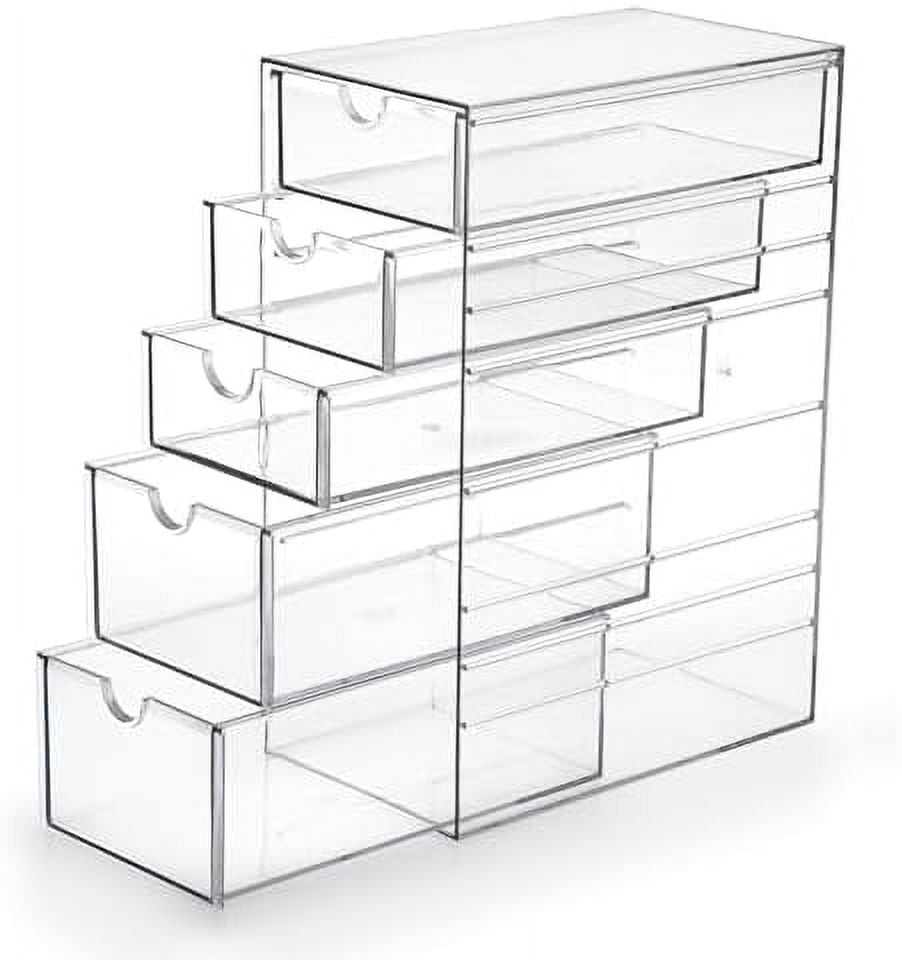 Plastic Drawer Organizer Clear Desktop Drawers Box with 6 Pull Out ...
