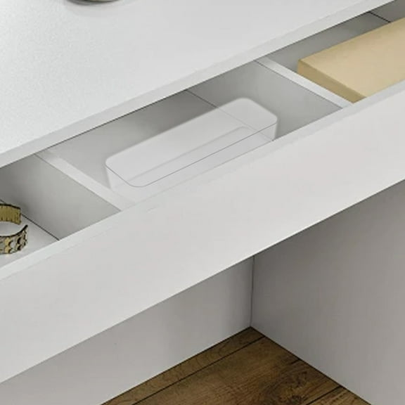 Plastic Drawer Organizer Trays Set of 4 - Rectangular Desk Storage Box for Small Items Stationery Office Supply Organizer with Handle for Home Kitchen Bathroom Cabinet Sorting