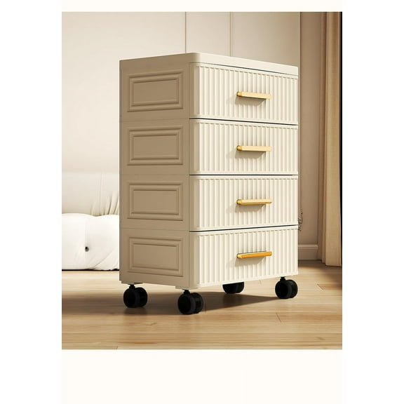 Plastic Drawer Storage Organizer Rolling Cart,Multifunctional Drawer Storage Cabinet Bedside Table Living Room Snack Children's Toys Books Clothes Storage Cabinet for Bathroom Bedroom,4 layers