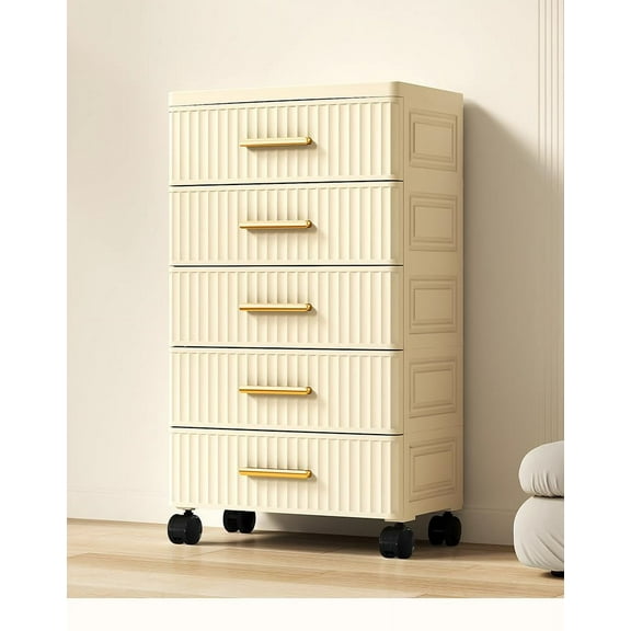 Plastic Drawer Storage Organizer Rolling Cart,Multifunctional Drawer Storage Cabinet Bedside Table Living Room Snack Children's Toys Books Clothes Storage Cabinet for Bathroom Bedroom,4 layers