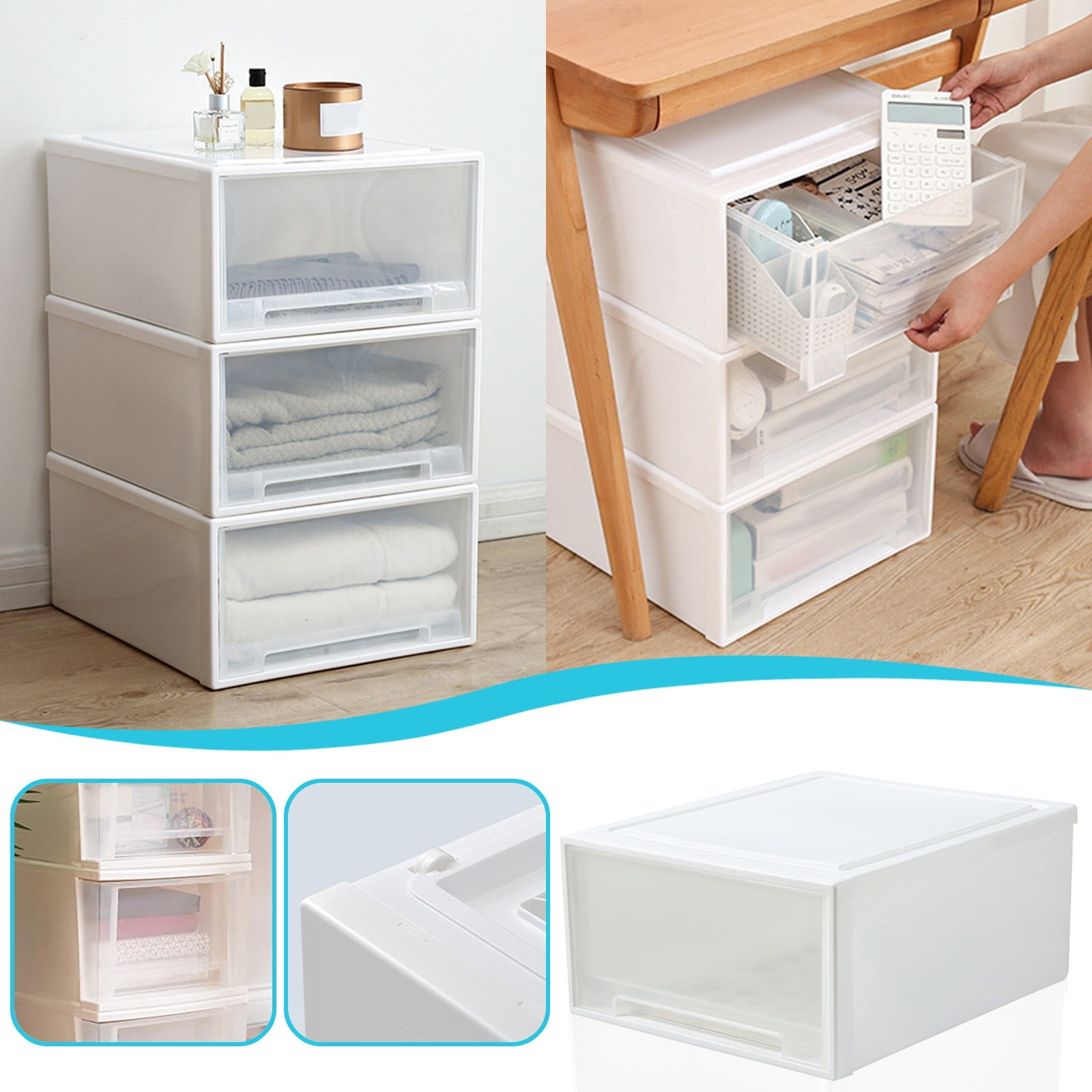 Plastic Drawers, 1PC Drawer Type Underwear Storage Box Household Stackable Desktop Storage Box, Storage Organizer with Drawers