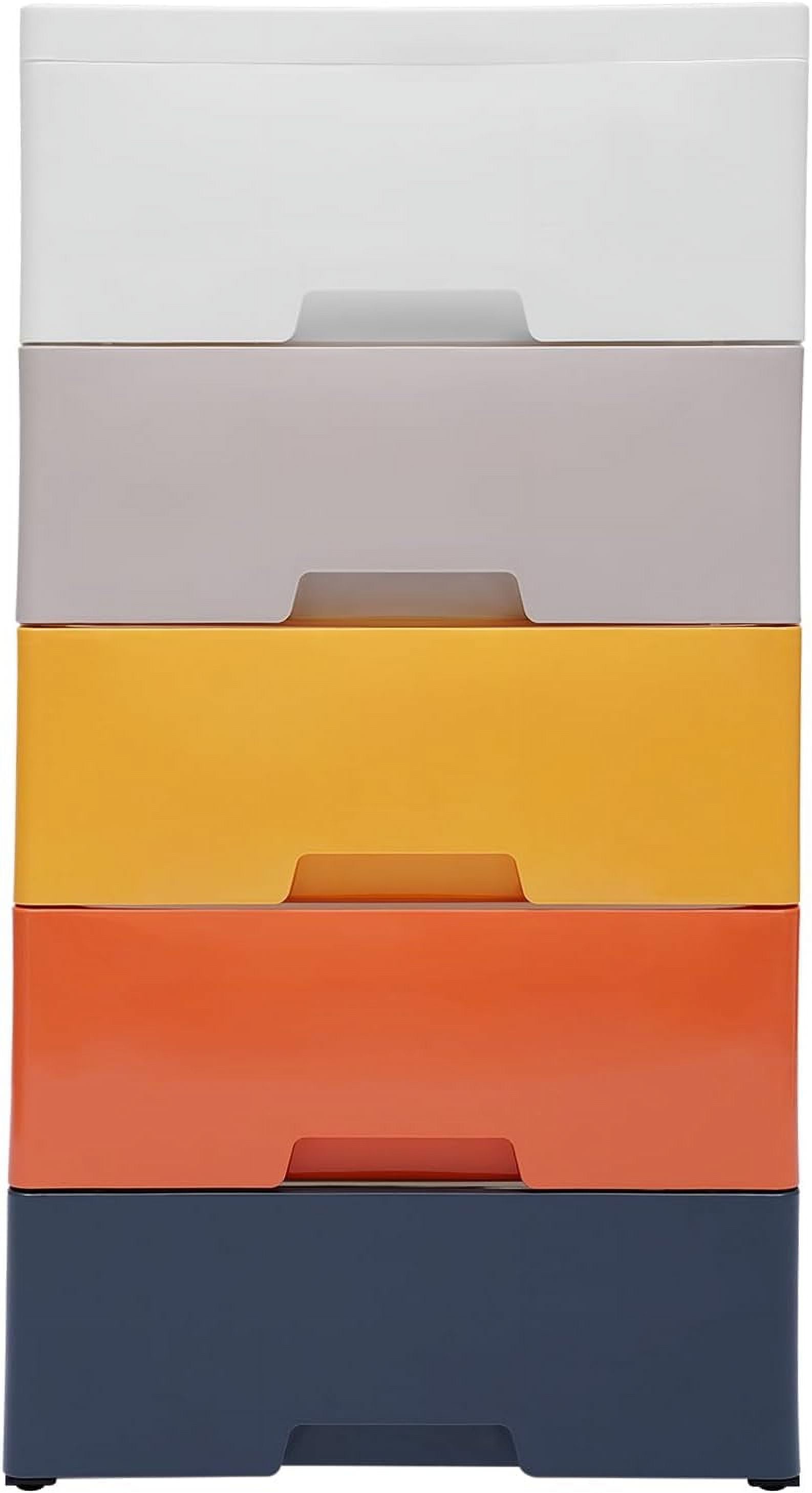 Plastic Drawers, 5 Tier Stackable Storage Containers, Dresser Storage ...