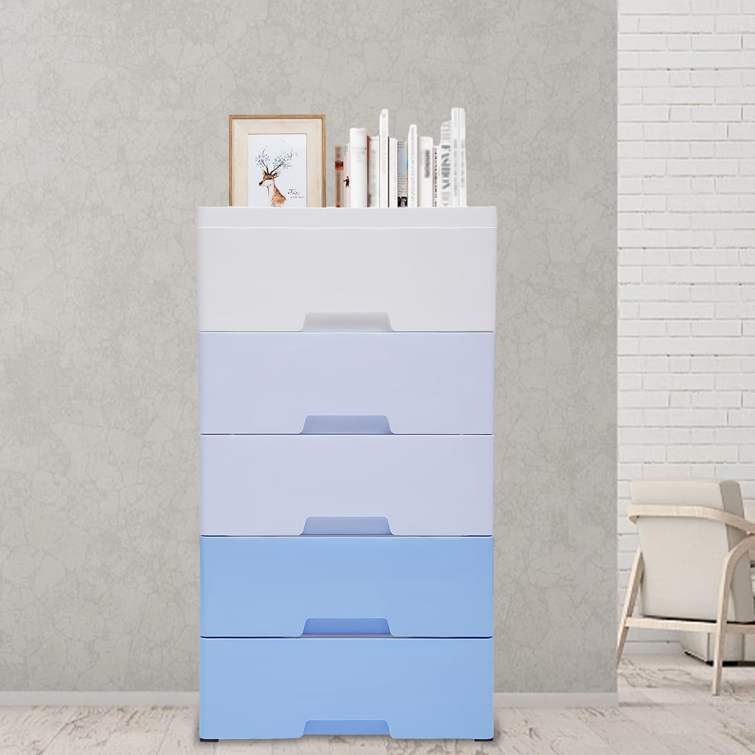 Plastic Drawers Dresser,5 Tier 5 Drawer Stackable Vertical Storage ...