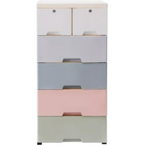 Plastic Drawers Dresser for Bedroom Locked Storage Cabinet with 6 Drawers Chest Of Drawers for Playroom Craft Organizers and Storage for Clothes, Towels 19.7’’ W x 13.8’’ D x 40’’ H ()