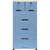 Plastic Drawers Dresser for Bedroom Locked Storage Cabinet with 6 Drawers Craft Organizers and Storage for Clothes, Towels Chest of Drawers for Playroom, 19.7’’ W x 13.8’’ D x 40’’ H (Blue)
