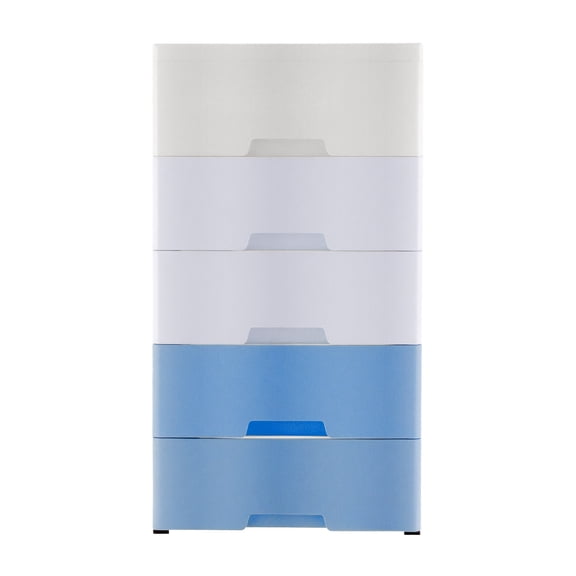 5 Tier Plastic Drawers Dresser Storage Tower w/5 Drawers, Stackable Storage Organizer Cabinet w/Wheels Storage Bin,Mobile Storage Closet Large Containers Organizer Unit