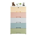 thumbnail image 1 of 5 Tier Plastic Drawers Dresser Storage Tower w/5 Drawers, Stackable Storage Organizer Cabinet w/Wheels Storage Bin,Mobile Storage Closet Large Containers Organizer Unit, 1 of 30