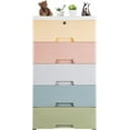thumbnail image 1 of Plastic Drawers Dresser, Storage Cabinet with 5 Drawers,Closet Drawers Tall Dresser Organizer for Clothes,Playroom,Bedroom Furniture, Large Containers Organizer Unit(Macaron Color), 1 of 18