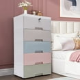 thumbnail image 1 of Plastic Drawers Dresser Storage Cabinet Stackable Clothes Storage Tower Movable Organizer with Wheels for Hallway Entryway Bedroom, 1 of 9