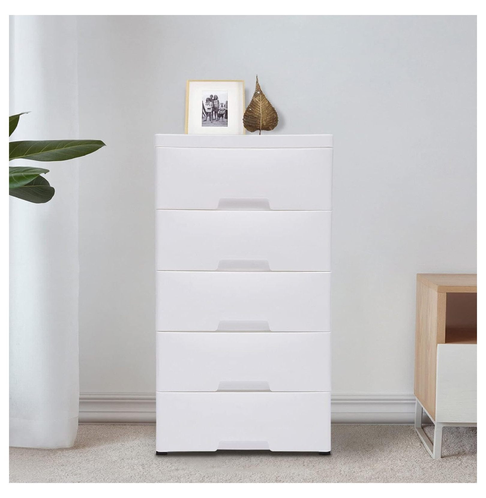 Plastic Drawers Storage,5 Drawer Stackable Fabric Storage Tower Bedroom