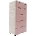 Plastic Drawers Storage Cart Mobile with Casters, 5 Drawer