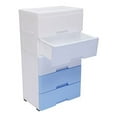 thumbnail image 1 of Plastic Drawers Storage Cart Mobile Cabinet with Casters, Tall Dressers Gradient Blue Stackable Vertical Storage, Large Containers Organizer Unit, 1 of 7