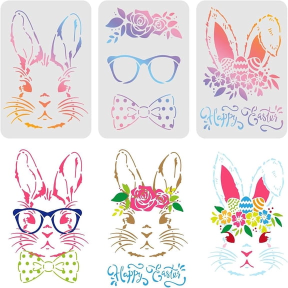 Plastic Drawing Painting Stencils Templates Rectangle Easter Theme Pattern 29.7x21cm 3pcs/set