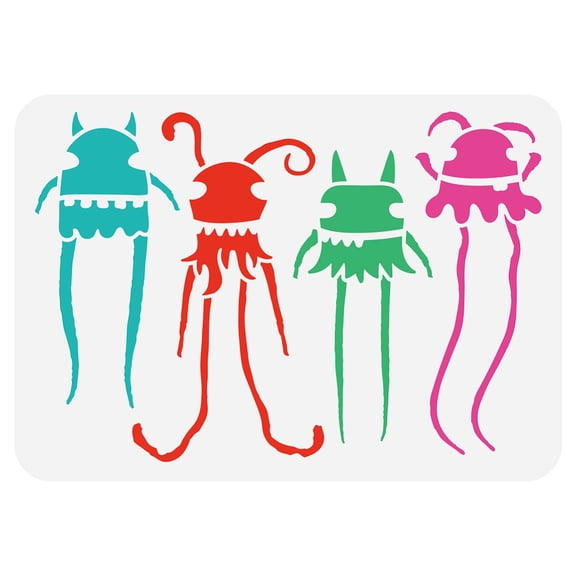 Plastic Drawing Painting Stencils Templates for Painting on Scrapbook Fabric Tiles Floor Furniture Wood Rectangle Monster 29.7x21cm DIY