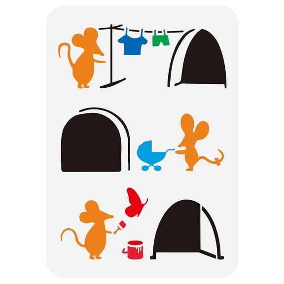Plastic Drawing Painting Stencils Templates for Painting on Scrapbook Fabric Tiles Floor Furniture Wood Rectangle Mouse Pattern 29.7x21cm