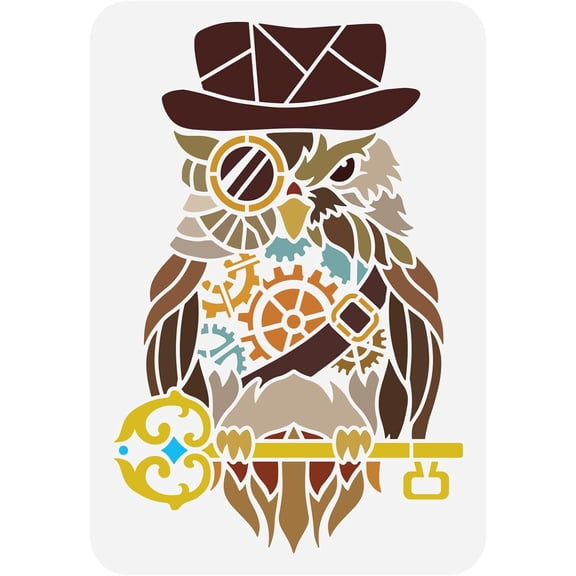 Plastic Drawing Painting Stencils Templates for Painting on Scrapbook Fabric Tiles Floor Furniture Wood Rectangle Owl Pattern 29.7x21cm