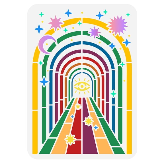 Plastic Drawing Painting Stencils Templates for Painting on Scrapbook Fabric Tiles Floor Furniture Wood Rectangle Rainbow Pattern 29.7x21cm