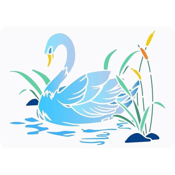 Plastic Drawing Painting Stencils Templates for Painting on Scrapbook Fabric Tiles Floor Furniture Wood Rectangle Swan Pattern 29.7x21cm