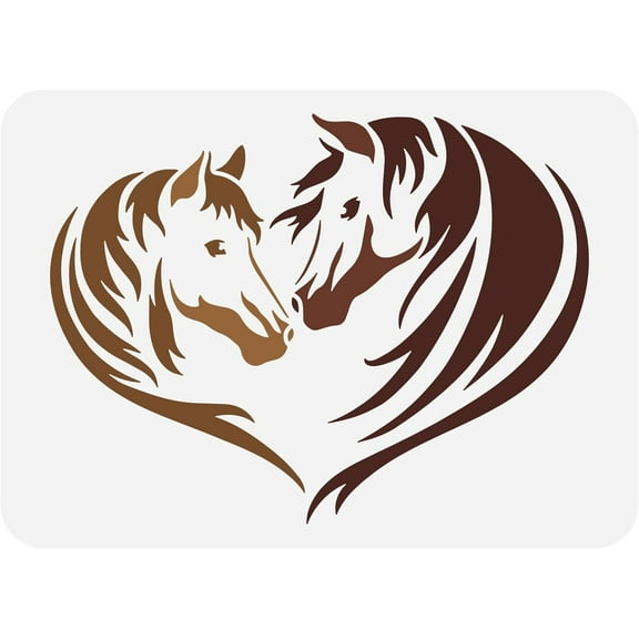 Plastic Drawing Painting Stencils Templates for Painting on Scrapbook Fabric Tiles Floor Wood Rectangle Horse Pattern 29.7x21cm