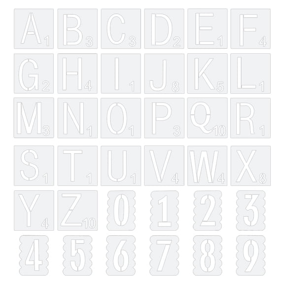 Plastic Drawing Stencil Drawing Scale Template For DIY Scrapbooking Letter A~Z Number 0~9 White 72sheets/set