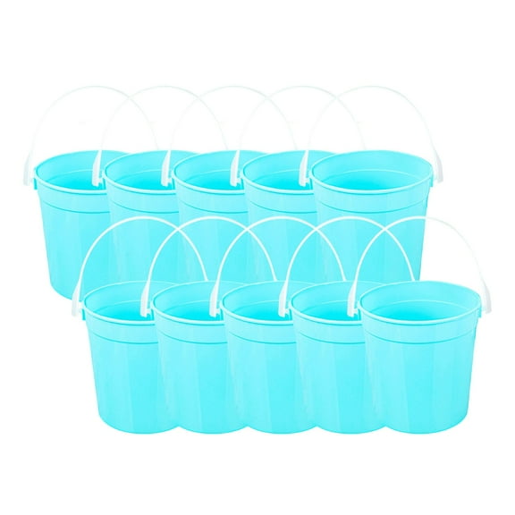 Plastic Drink Buckets 32oz - 10-Pack Cocktail Buckets with Handles, Party Supplies for Parties, Snacks and Beverages
