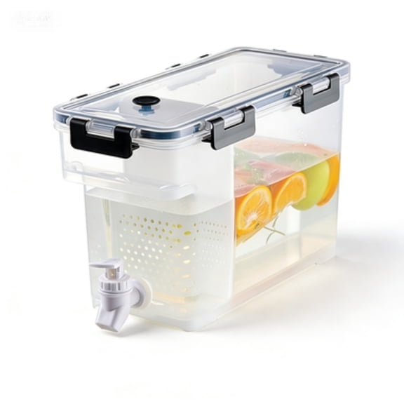 Plastic Drink Dispenser with Tap, 1 Gallon 3 Liters Container, Cold Kettle with Faucet for Refrigerator, Fruit Pitcher, Lemonade Jug Clear