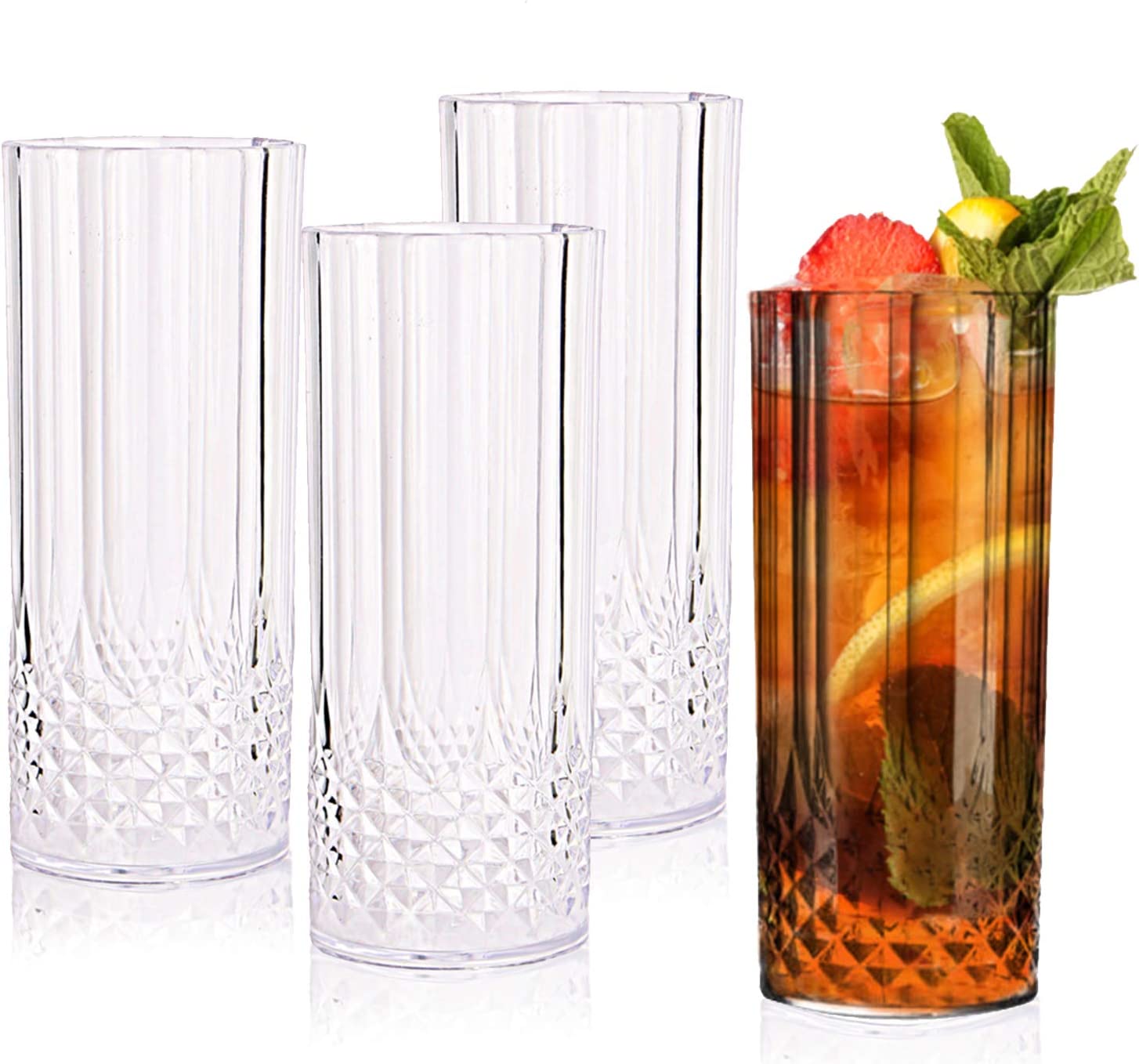 Plastic Drinking Glasses 48 Pcs 14 oz Whiskey Glass, Highball Glasses