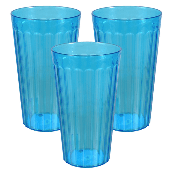 Plastic Drinking Glasses Tumblers Blue 18 oz - Perfect for Gifts - Lightweight - Stackable - Set of 8