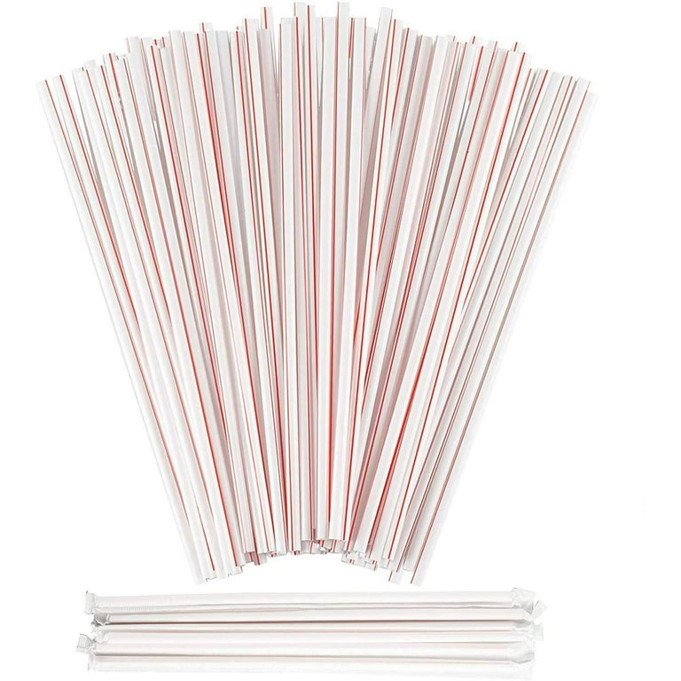 1000 x Stirrers Red White 5 Drinking Slim Straws Unwrapped Plastic Drink Sip