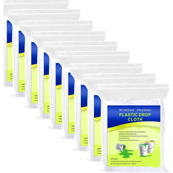 Plastic Drop Sheets for Painting, Waterproof and Dust-Proof Clear Cloth for Furniture Cover