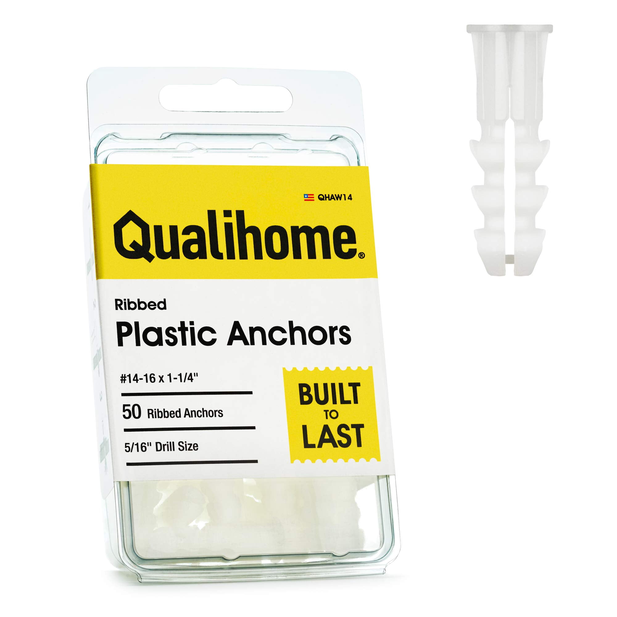 Plastic Drywall Anchors - Wall Anchors for Drywall - Plastic Screw Anchors for Secure Fastening (Bulk Pack, #10-12 x 1)