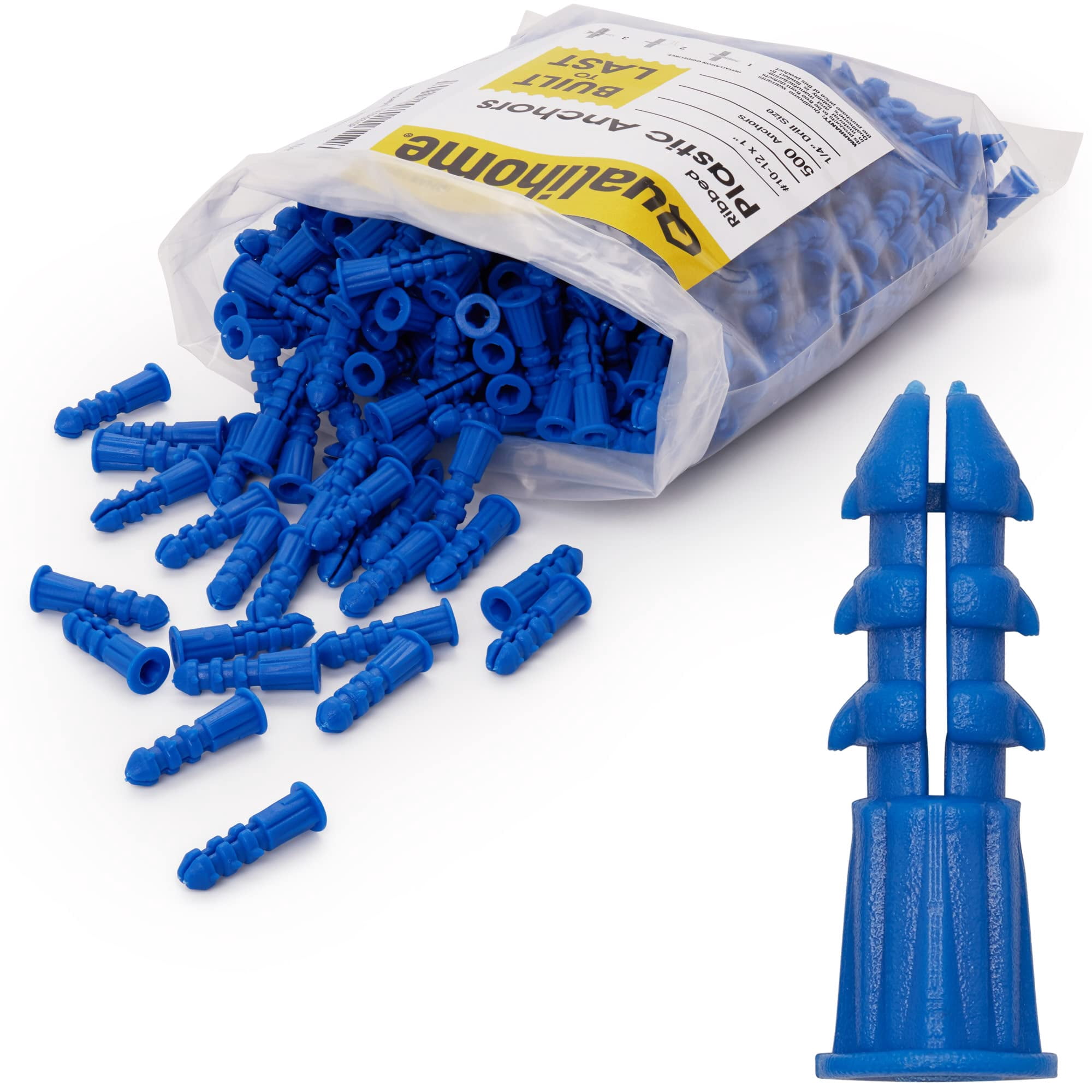 Plastic Drywall Anchors - Wall Anchors for Drywall - Plastic Screw Anchors for Secure Fastening (Bulk Pack, #10-12 x 1)