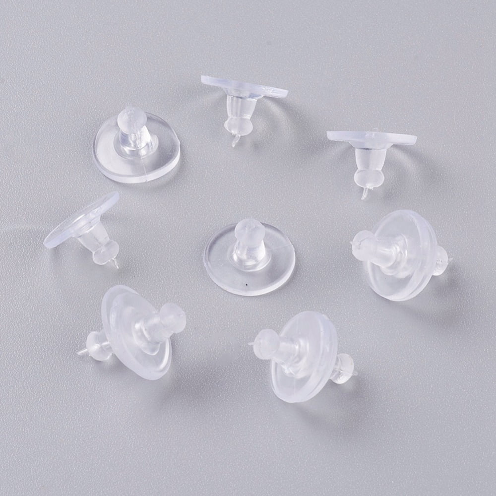 Plastic Ear Nuts Bullet Clutch Earring Backs with Pad for Droopy Ears Clear Hole: 0.7mm 10x6mm