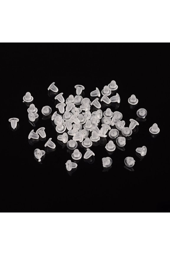 Plastic Ear Nuts Earring Backs Clear 4x3.5x3.5mm Hole: 0.7mm