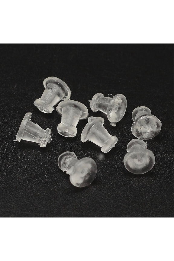Plastic Ear Nuts Earring Backs Clear 5x5mm Hole: 0.5mm about 9000pcs/bag
