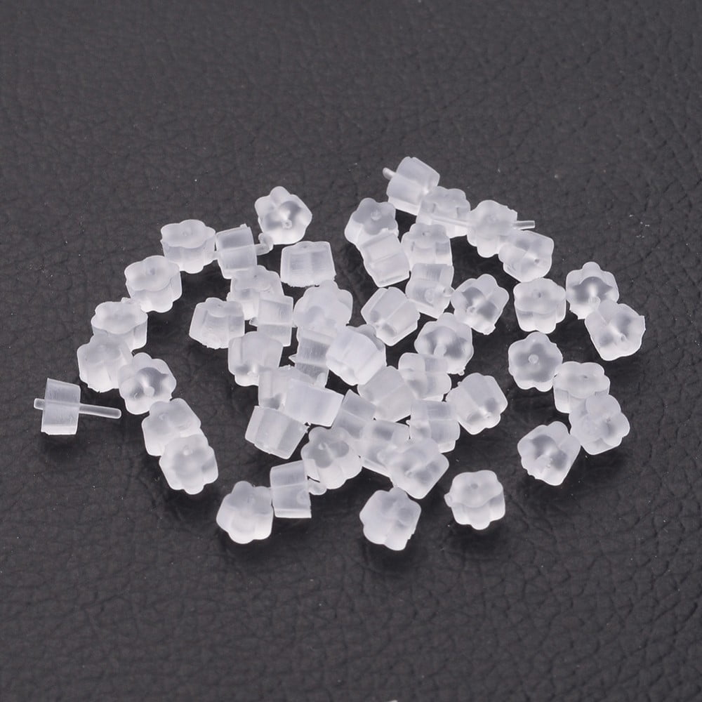 Plastic Ear Nuts Earring Backs White 4x2.5mm Hole: 0.7mm