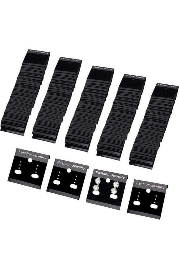 Plastic Earring Display Card Jewelry Display Cards Kit Rectangle Earring Card Hanging Cars Holder for Jewelry Accessory Display-Black 50pc