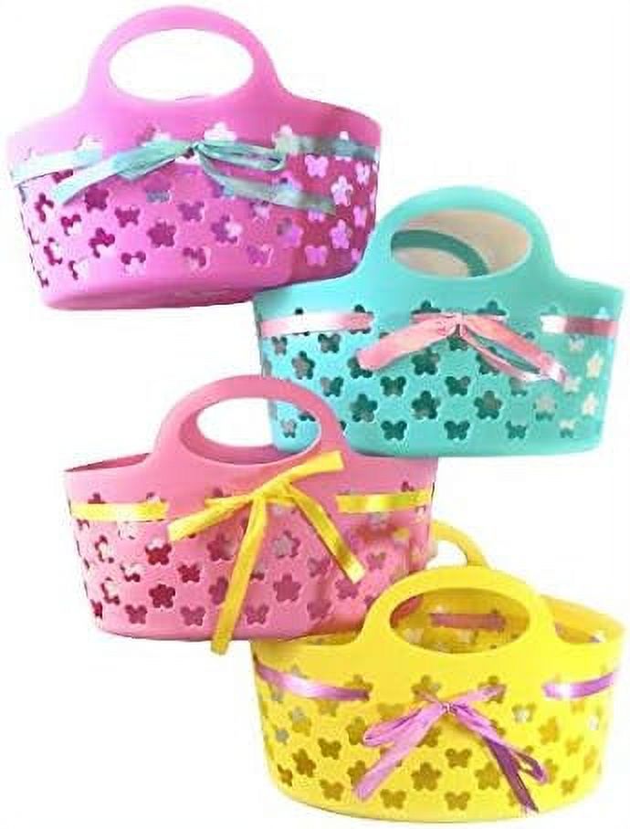 Plastic Easter Basket with Handle, Easter Basket for Hunt Pink
