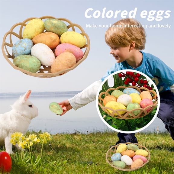 Plastic Easter Egg Basket with Gold Decorative Details, Vibrant Pastel Party Decorations and Cute Home Decor for Seasonal Displays, Festive Gold Centerpieces for Table and Student